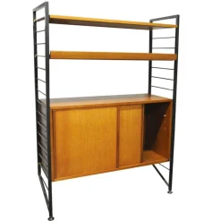 Pamono Mid-Century Teak Shelving System with Cupboard Ladderax attributed to Robert Heal for Staples, 1960s