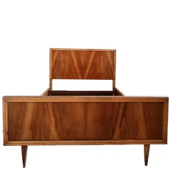 Pamono Mid-Century Teak Wood Bed Frame, Spain, 1950s