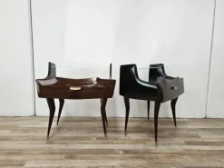 Pamono Mid-Century Venus Bedside Tables in Mahogany and Mirror, 1950s, Set of 2 Sale