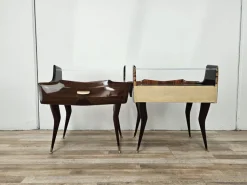 Pamono Mid-Century Venus Bedside Tables in Mahogany and Mirror, 1950s, Set of 2 Sale