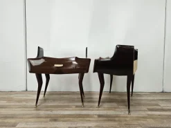 Pamono Mid-Century Venus Bedside Tables in Mahogany and Mirror, 1950s, Set of 2 Sale