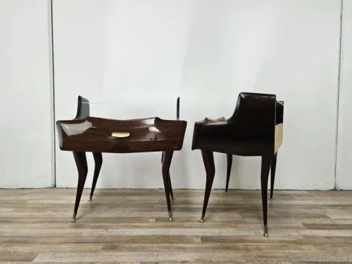 Pamono Mid-Century Venus Bedside Tables in Mahogany and Mirror, 1950s, Set of 2 Sale