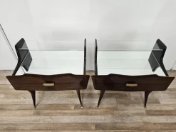 Pamono Mid-Century Venus Bedside Tables in Mahogany and Mirror, 1950s, Set of 2 Sale