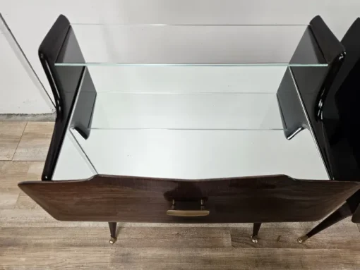 Pamono Mid-Century Venus Bedside Tables in Mahogany and Mirror, 1950s, Set of 2 Sale