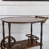Pamono Mid-Century Wooden Bar Trolley with Stripes, 1960s New