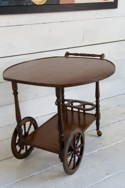 Pamono Mid-Century Wooden Bar Trolley with Stripes, 1960s New