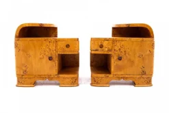 Pamono Mid-20th Century Art Deco Bedside Tables, Poland, 1940s, Set of 2 Sale