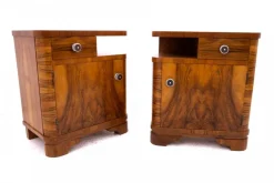 Pamono Mid-20th Century Walnut Bedside Tables, Poland, 1940s, Set of 2 Online