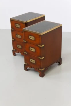 Pamono Military Campaign Bedside Chests, 1950s, Set of 2
