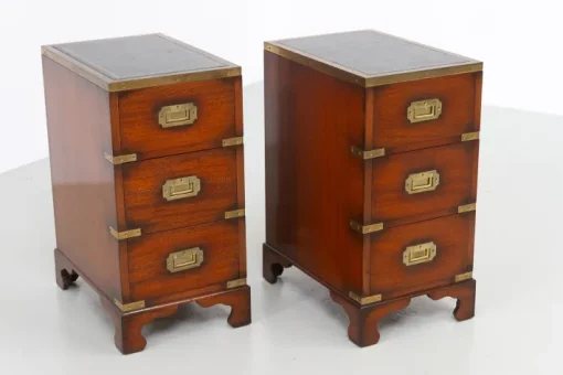Pamono Military Campaign Bedside Chests, 1950s, Set of 2