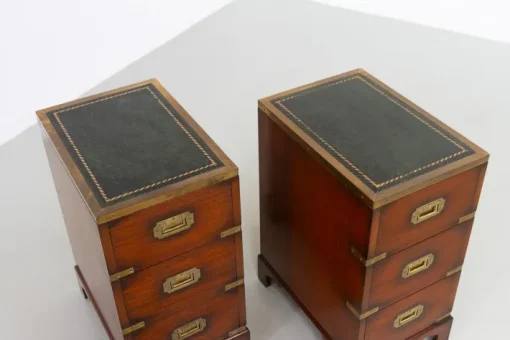 Pamono Military Campaign Bedside Chests, 1950s, Set of 2