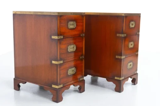 Pamono Military Campaign Bedside Chests, 1950s, Set of 2