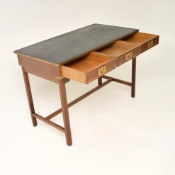 Pamono Military Campaign Yew Wood Desk, 1950s Sale