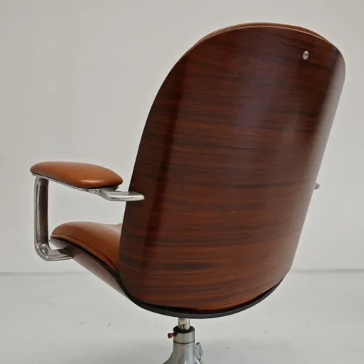 Pamono MiM Executive Chair in Natural Cognac Leather and Wood, 1970s Clearance