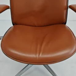 Pamono MiM Executive Chair in Natural Cognac Leather and Wood, 1970s Clearance