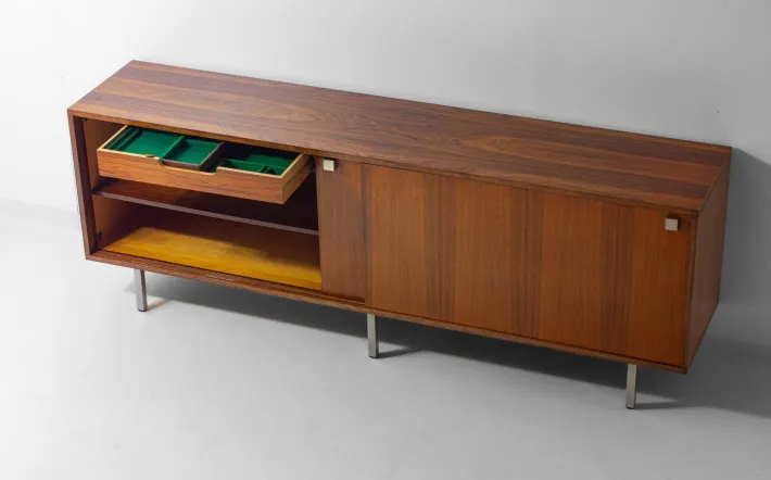 Pamono Minimalist Sideboard in Teak and Chrome by Alfred Hendrickx for Belform, 1960s New