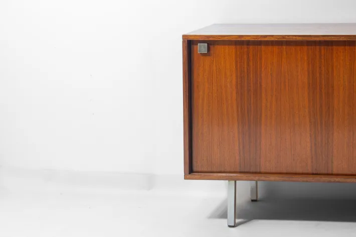 Pamono Minimalist Sideboard in Teak and Chrome by Alfred Hendrickx for Belform, 1960s New