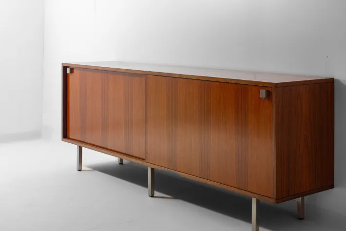 Pamono Minimalist Sideboard in Teak and Chrome by Alfred Hendrickx for Belform, 1960s New