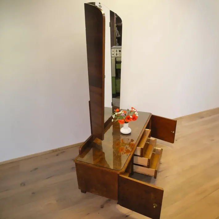 Pamono Mirror Dresser with Swivel Mirrors in Stained Flamed Birch, 1950s Outlet