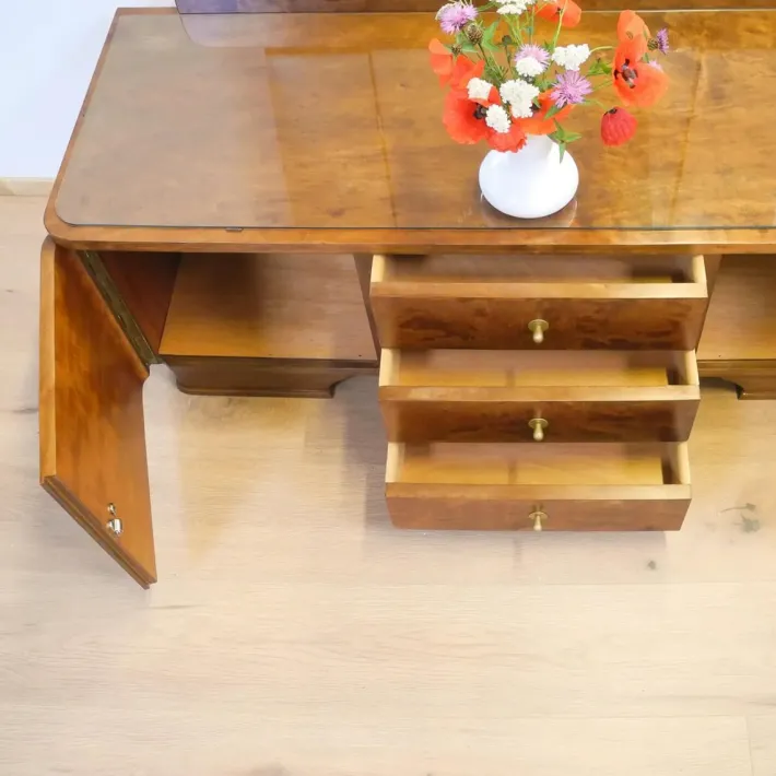 Pamono Mirror Dresser with Swivel Mirrors in Stained Flamed Birch, 1950s Outlet