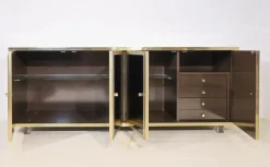 Pamono Mirror, Metal, Chrome and Brass Sideboard by Michel Pigneres, 1970s New