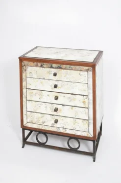 Pamono Mirrors and Wrought Iron Chest of Drawers, 1940s Online