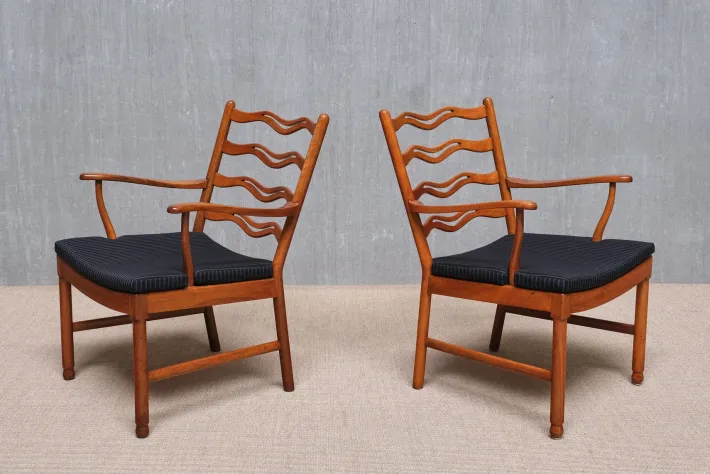 Pamono Model 1755 Armchairs by Ole Wanscher for Fritz Hansen, Denmark, 1940s, Set of 2 Outlet