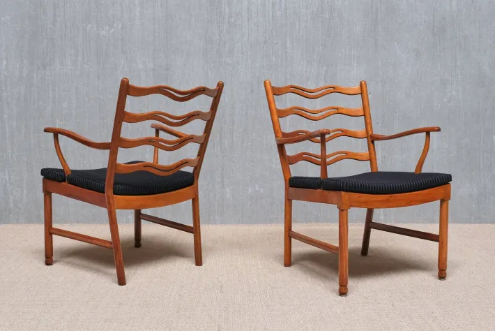 Pamono Model 1755 Armchairs by Ole Wanscher for Fritz Hansen, Denmark, 1940s, Set of 2 Outlet