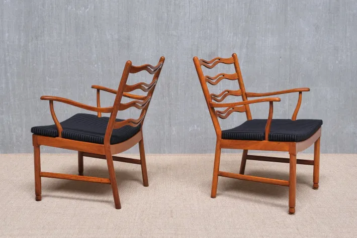 Pamono Model 1755 Armchairs by Ole Wanscher for Fritz Hansen, Denmark, 1940s, Set of 2 Outlet
