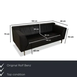 Pamono Model 318 Linea 3-Seater Sofa in Black Leather from Rolf Benz Discount