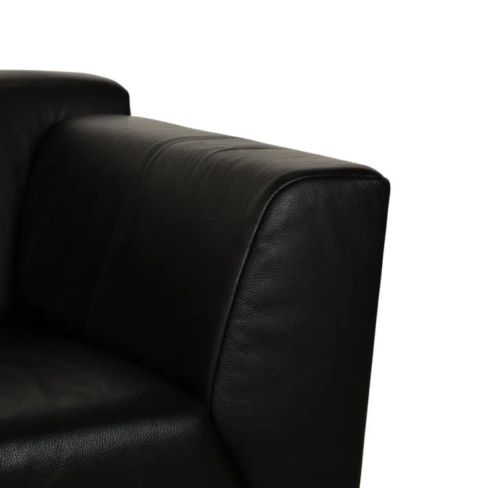 Pamono Model 318 Linea 3-Seater Sofa in Black Leather from Rolf Benz Discount
