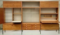 Pamono Model 430 Modular Wall System with Bar, Secretary and Display Cabinet in Walnut by Joachim Nebelung for Hellerau, 1973 Hot