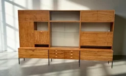 Pamono Model 430 Modular Wall System with Bar, Secretary and Display Cabinet in Walnut by Joachim Nebelung for Hellerau, 1973 Hot