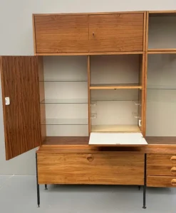 Pamono Model 430 Modular Wall System with Bar, Secretary and Display Cabinet in Walnut by Joachim Nebelung for Hellerau, 1973 Hot