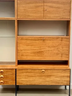 Pamono Model 430 Modular Wall System with Bar, Secretary and Display Cabinet in Walnut by Joachim Nebelung for Hellerau, 1973 Hot