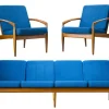 Pamono Model 121 Paper Knife Easy Chairs and Sofa by Kai Kristiansen for Magnus Olesen, 1960s, Set of 3 Sale