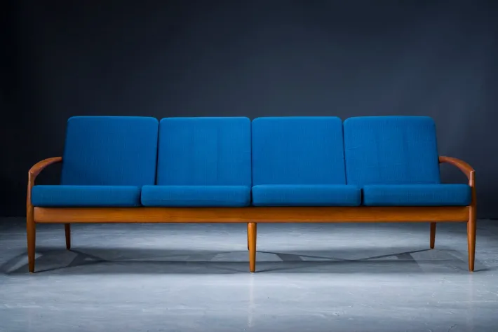 Pamono Model 121 Paper Knife Easy Chairs and Sofa by Kai Kristiansen for Magnus Olesen, 1960s, Set of 3 Sale