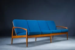 Pamono Model 121 Paper Knife Easy Chairs and Sofa by Kai Kristiansen for Magnus Olesen, 1960s, Set of 3 Sale