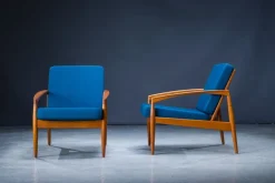 Pamono Model 121 Paper Knife Easy Chairs and Sofa by Kai Kristiansen for Magnus Olesen, 1960s, Set of 3 Sale