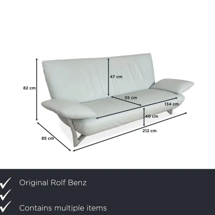 Pamono Model 1900 2-Seater and 3-Seater Sofa in Leather from Rolf Benz, Set of 2 New