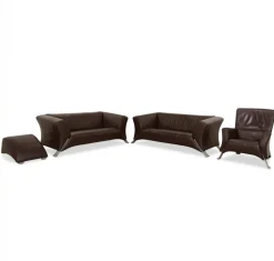 Pamono Model 322 3-Seater Sofa, Armchair and Ottoman in Brown Leather from Rolf Benz, Set of 3 Sale