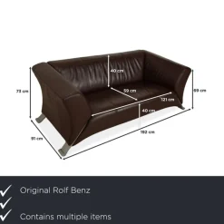Pamono Model 322 3-Seater Sofa, Armchair and Ottoman in Brown Leather from Rolf Benz, Set of 3 Sale