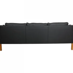 Pamono Model 2213 3-Seater Sofa in Black Leather by Børge Mogensen, 1980s Online