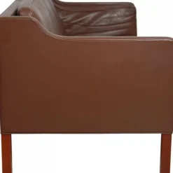 Pamono Model 2212 2-Seater Sofa in Brown Leather by Børge Mogensen, 1990s Sale