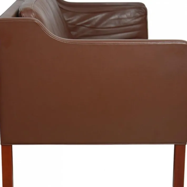 Pamono Model 2212 2-Seater Sofa in Brown Leather by Børge Mogensen, 1990s Sale