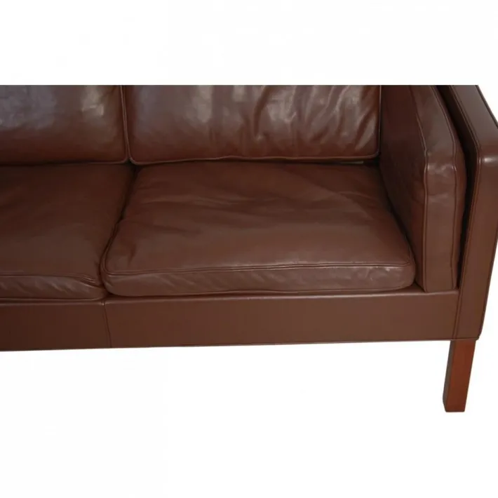 Pamono Model 2212 2-Seater Sofa in Brown Leather by Børge Mogensen, 1990s Sale