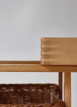 Pamono Model 900 Tea Trolley with White Ceramic Tiles & Rattan Basket attributed to Alvar Aalto for Artek, 1960s Hot