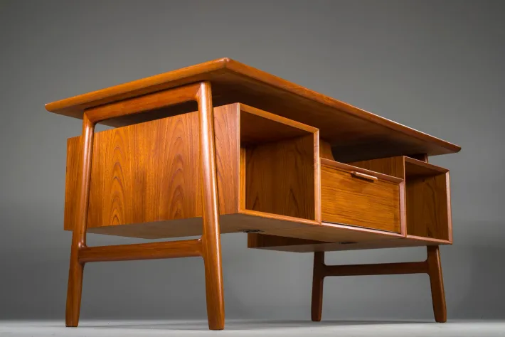 Pamono Model 75 Teak Desk from Omann Jun Møbelfabrik, 1960s