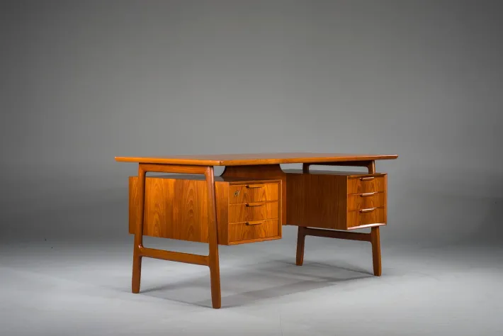 Pamono Model 75 Teak Desk from Omann Jun Møbelfabrik, 1960s