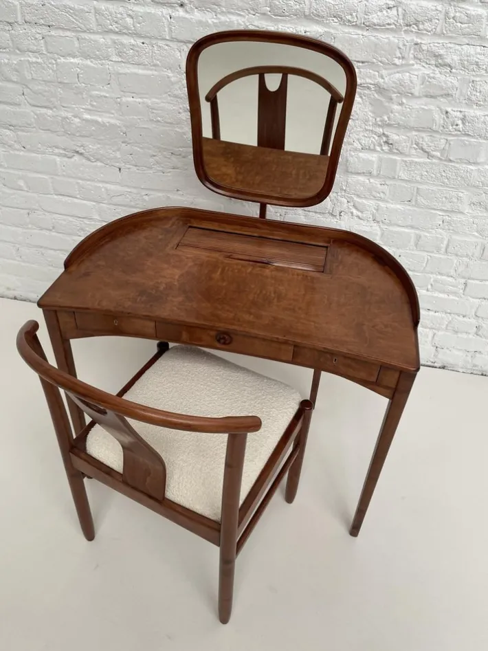 Pamono Model Brigitta Dressing Table & Chair by Carl Malmsten & Yngve Ekström for Bodafors, 1962, Set of 2 New